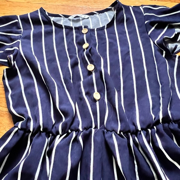 PatPat women’s navy & white striped flutter sleeve maxi dress, S - Picture 2 of 4